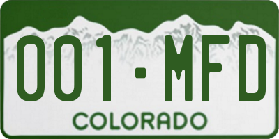 CO license plate 001MFD