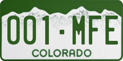 CO license plate 001MFE