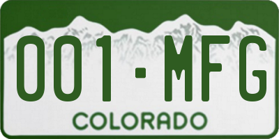 CO license plate 001MFG