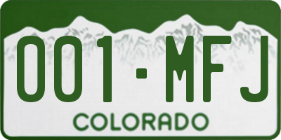 CO license plate 001MFJ