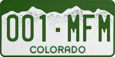 CO license plate 001MFM