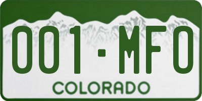 CO license plate 001MFO