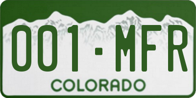 CO license plate 001MFR