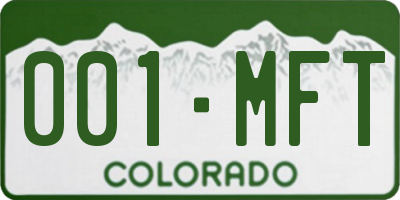 CO license plate 001MFT