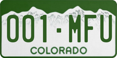 CO license plate 001MFU