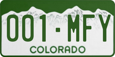 CO license plate 001MFY