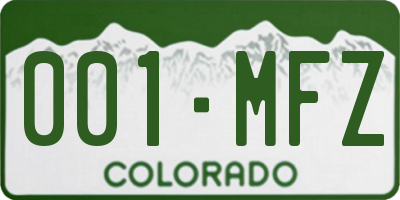 CO license plate 001MFZ