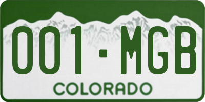 CO license plate 001MGB