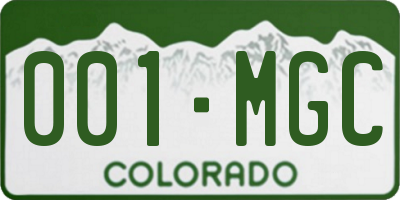 CO license plate 001MGC