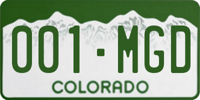 CO license plate 001MGD