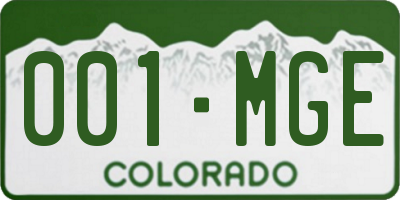 CO license plate 001MGE