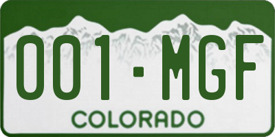 CO license plate 001MGF