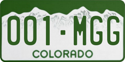 CO license plate 001MGG