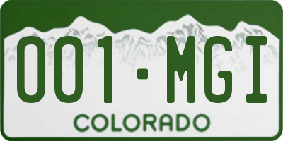 CO license plate 001MGI