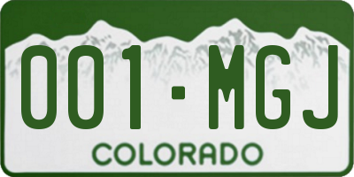 CO license plate 001MGJ