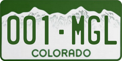 CO license plate 001MGL