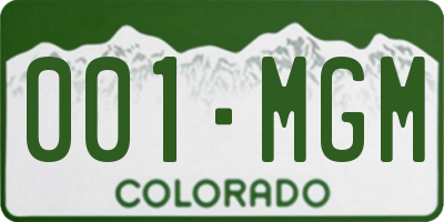 CO license plate 001MGM