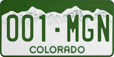 CO license plate 001MGN