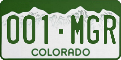 CO license plate 001MGR