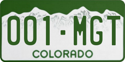 CO license plate 001MGT