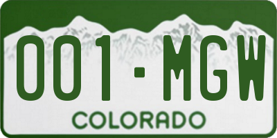 CO license plate 001MGW