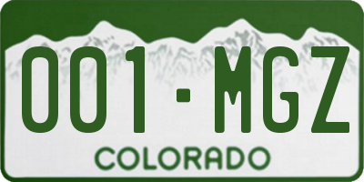 CO license plate 001MGZ