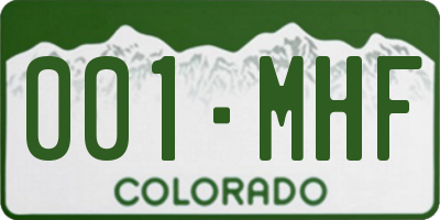 CO license plate 001MHF