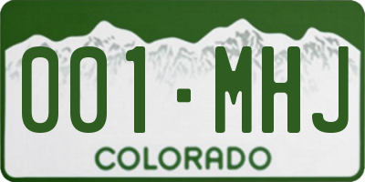 CO license plate 001MHJ