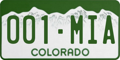 CO license plate 001MIA