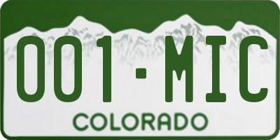 CO license plate 001MIC