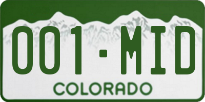 CO license plate 001MID