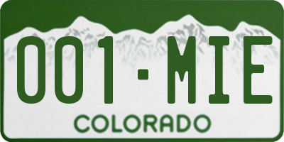 CO license plate 001MIE