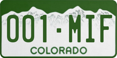 CO license plate 001MIF