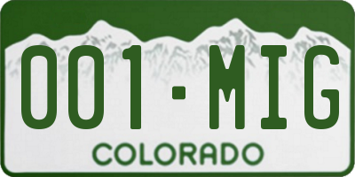 CO license plate 001MIG