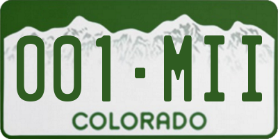 CO license plate 001MII