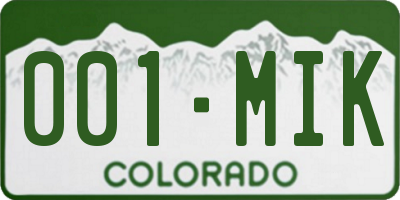 CO license plate 001MIK