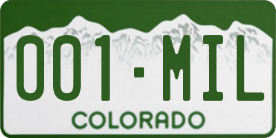 CO license plate 001MIL