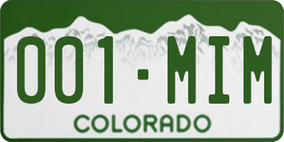 CO license plate 001MIM