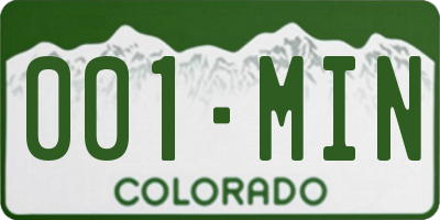 CO license plate 001MIN