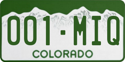 CO license plate 001MIQ