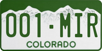 CO license plate 001MIR