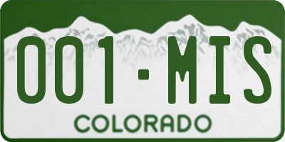 CO license plate 001MIS