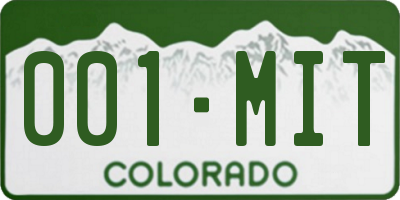 CO license plate 001MIT