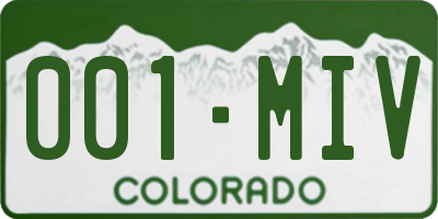 CO license plate 001MIV