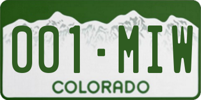 CO license plate 001MIW