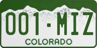 CO license plate 001MIZ