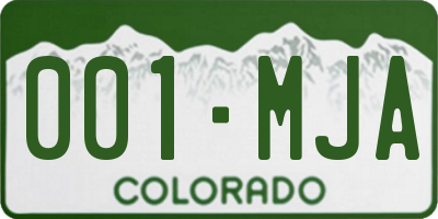 CO license plate 001MJA