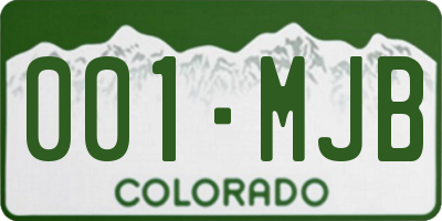 CO license plate 001MJB