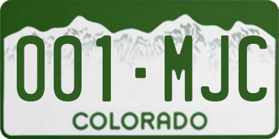 CO license plate 001MJC