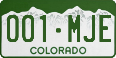 CO license plate 001MJE